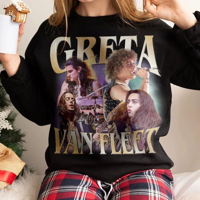 Greta Van Fleet Merch T-Shirt – Music Tee Featuring Josh, Jake, Sammy & Danny From Battle At Garden’S Gate Dig