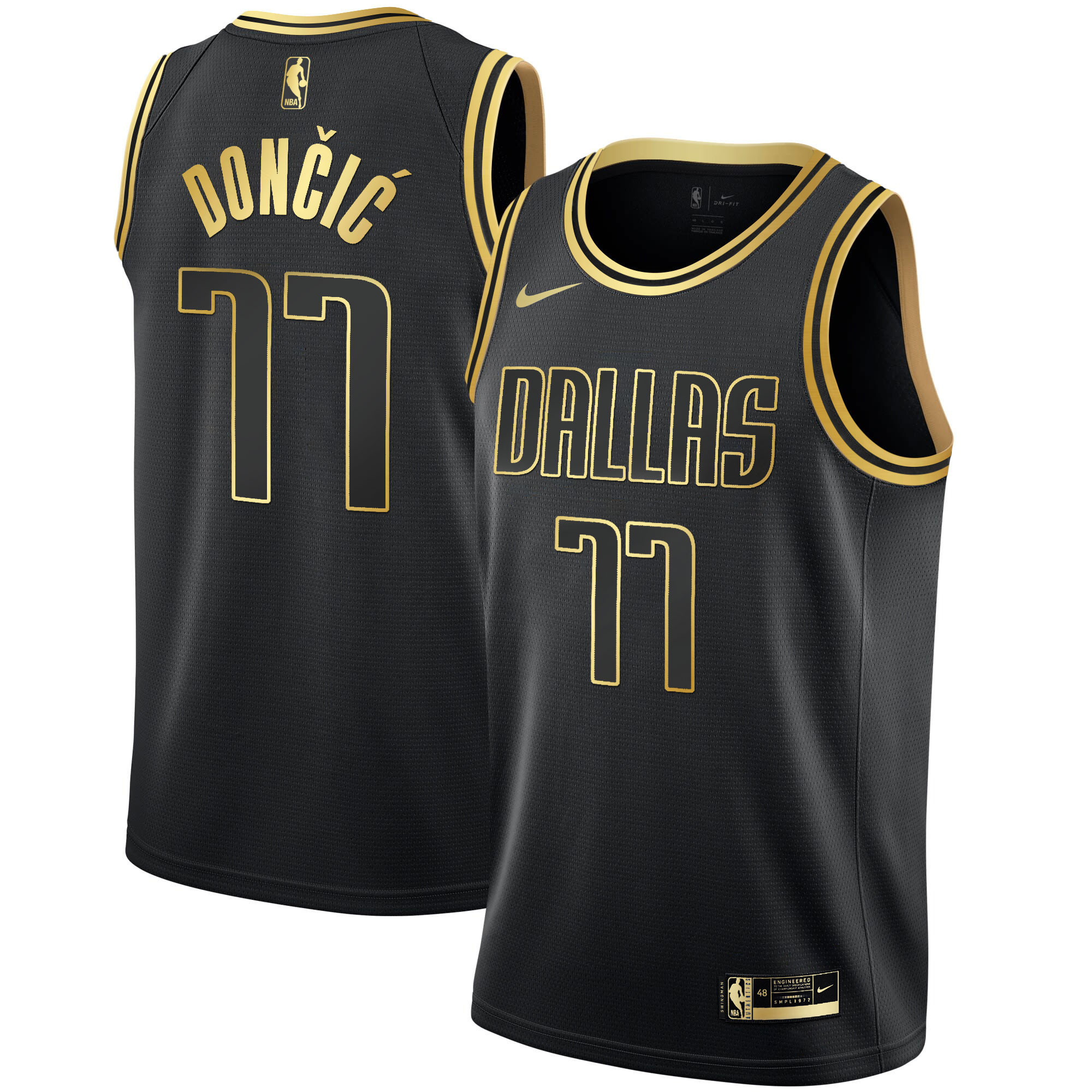 Luka Doncic Dallas Mavericks White Gold & Black Gold Jersey – All ...