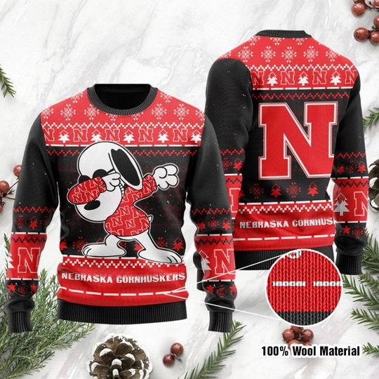 Nebraska Cornhuskers Snoopy Gift For Fan Ugly Wool Sweater Christmas TXTrend Shop