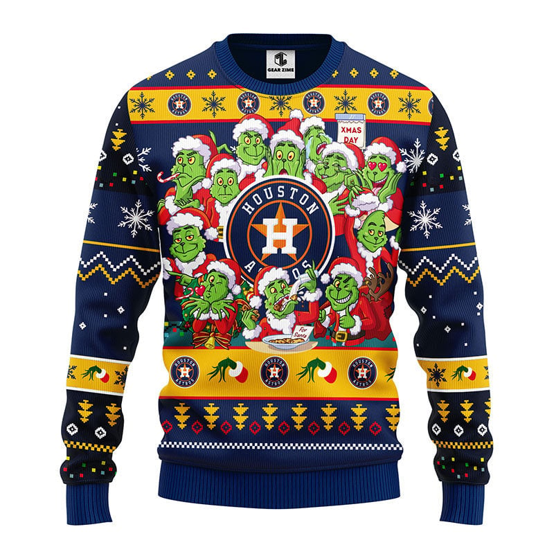 Houston Astros 12 Grinch Xmas Day Ugly Christmas Sweater