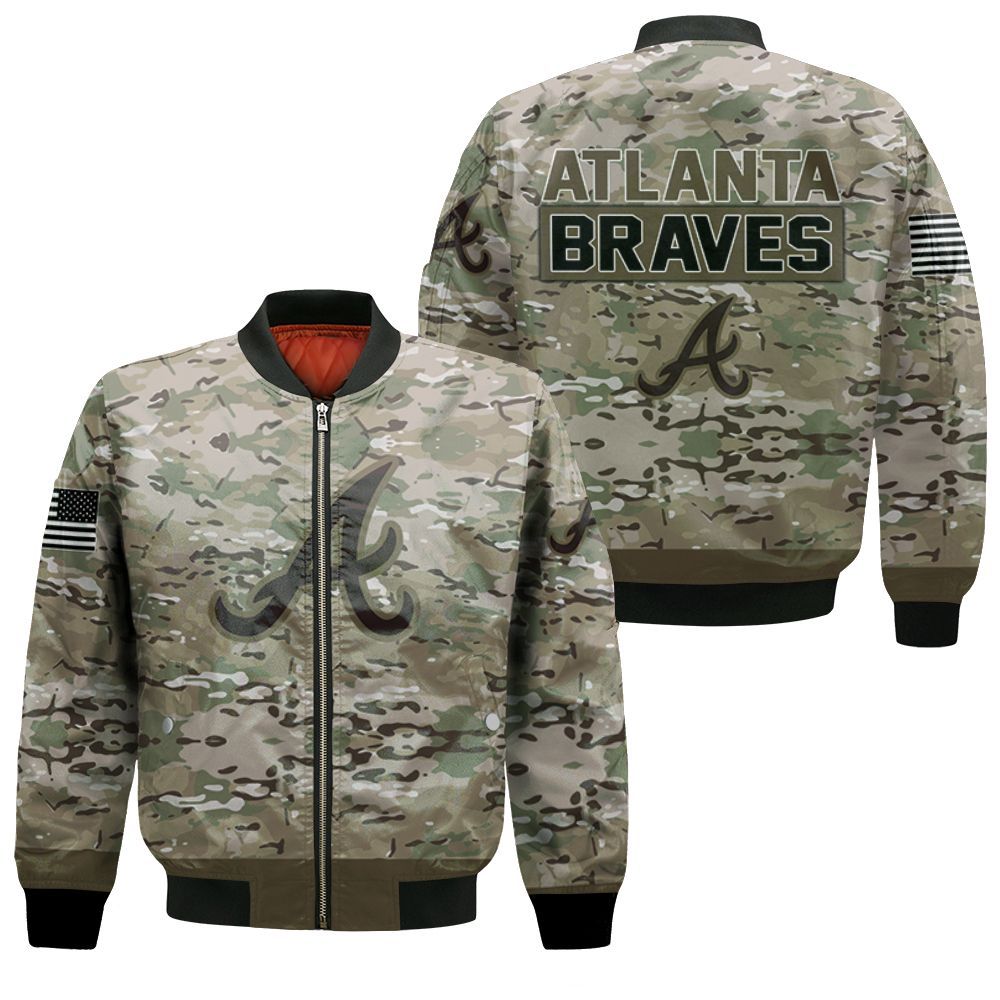 Atlanta Braves Camouflage Veteran 3D Jersey Bomber Jacket