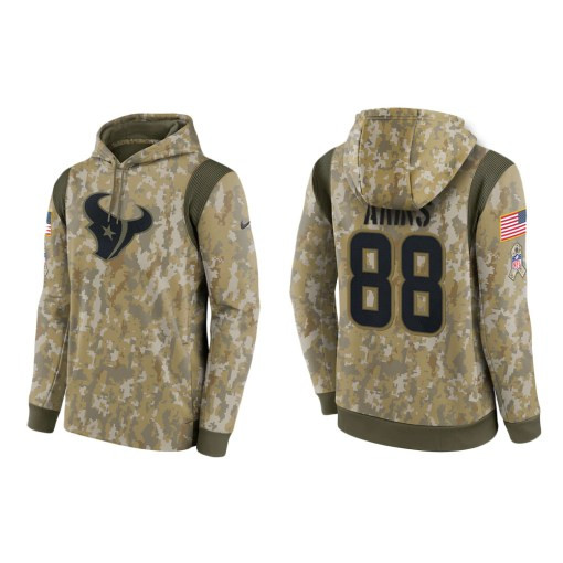 Jordan Akins Houston Texans Camo 2021 Salute To Service Veterans Day Therma Pullover Hoodie