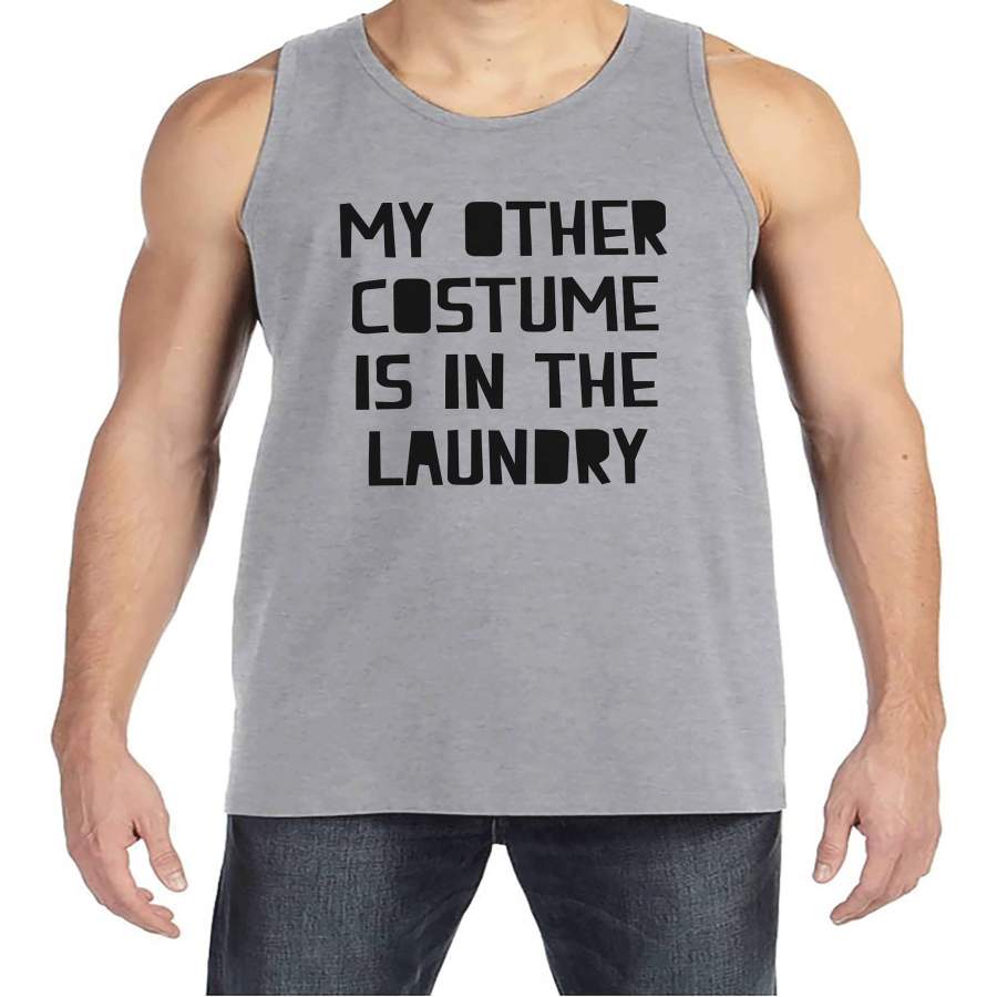 Men's Halloween Shirt - Funny Laundry Shirt - Adult Funny Halloween Shirt - Funny Mens Grey Tank Top - Men's Happy Halloween Costume