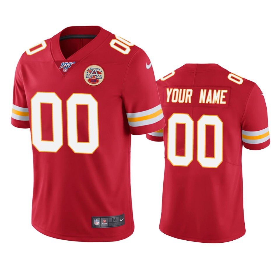 Kansas City Chiefs Custom Red 100Th Season Vapor Limited Jersey