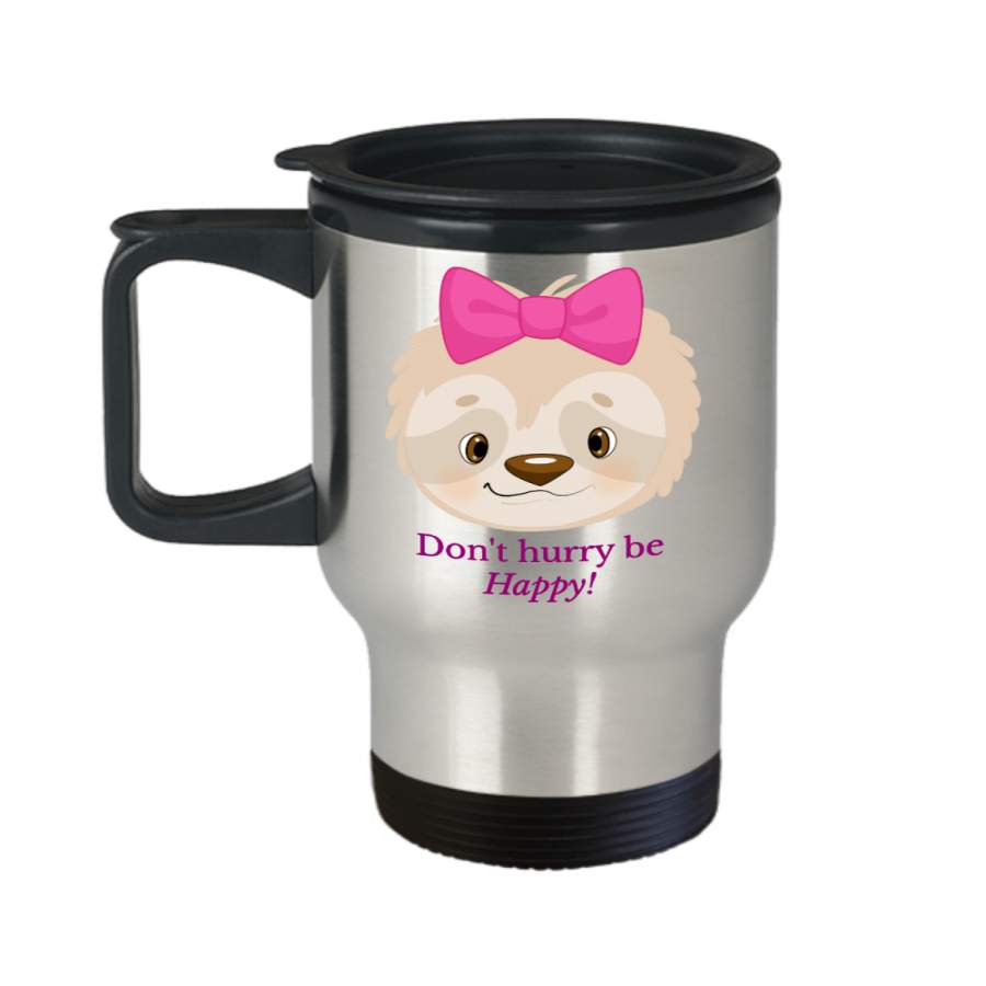 Sloth Travel coffee mug Funny Cute Animal tea cup gift for her birthday stainless steel custom cup