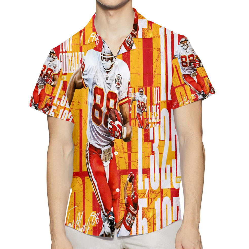 Kansas City Chiefs Tony Gonzalez 88 V2 3D All Over Print Summer Beach Hawaiian Shirt With Pocket