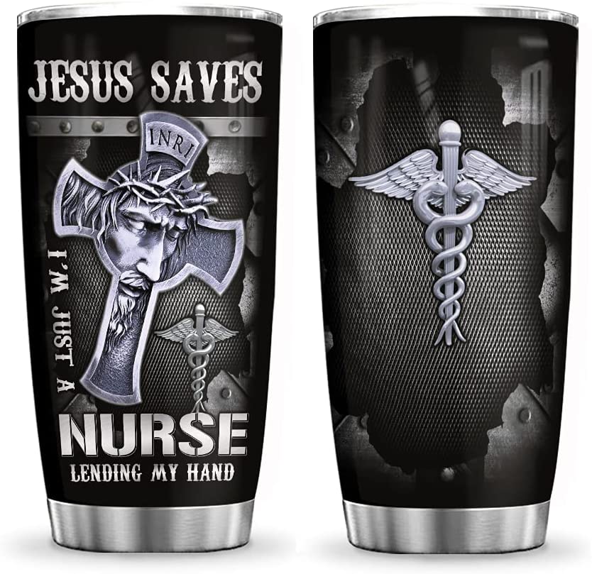 20Oz Printed Faith Nurse Metal Style,Nurse Inspiration,Gift For Nurse Tumbler Cup With Lid, Double Wall Vacuum Thermos Insulated Travel Coffee Mug