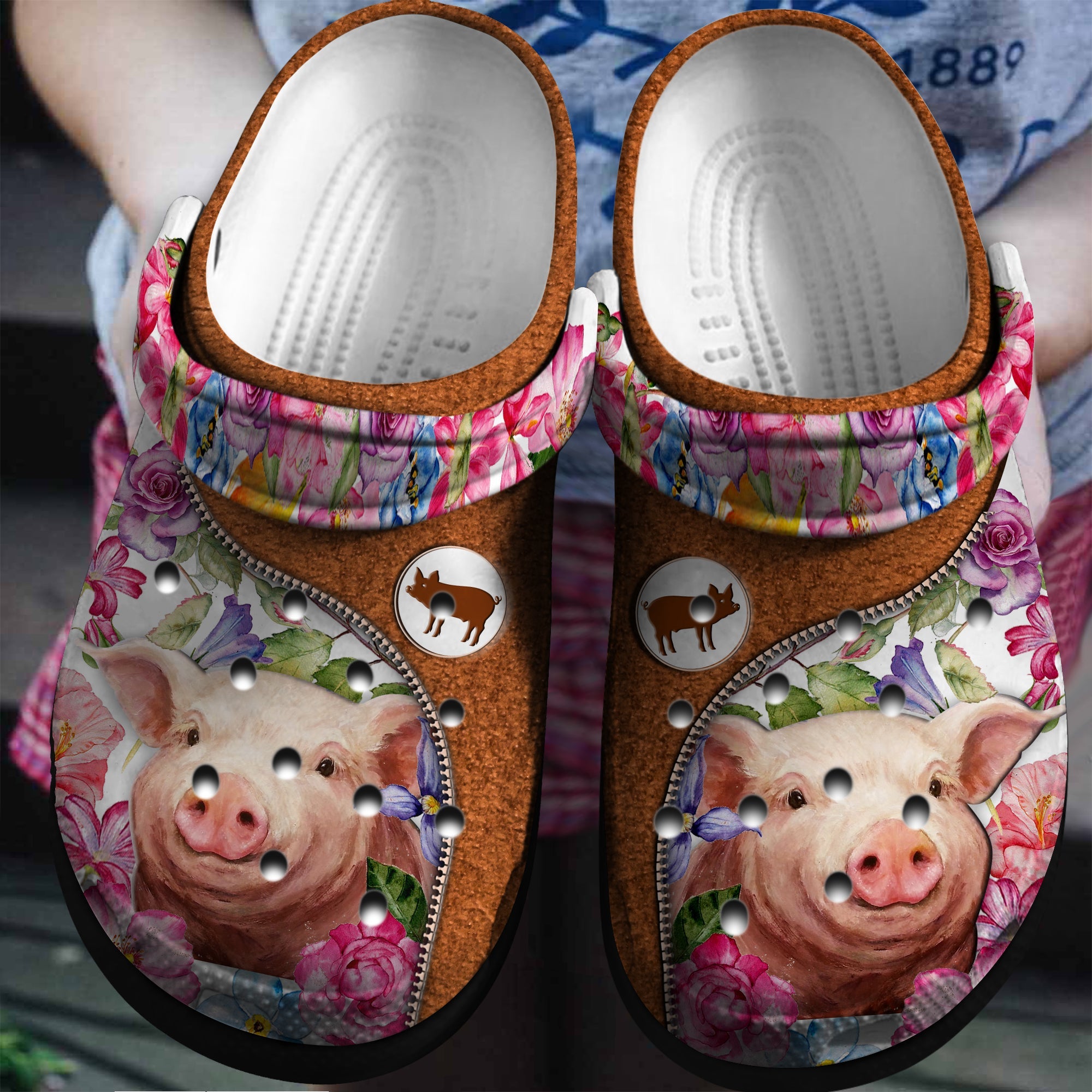 Pig Flower Rose Garden Mother Custom Crocs Shoes Birthday Gift – Farm Halloween Shoes Croc Gift – Cr-Drn045