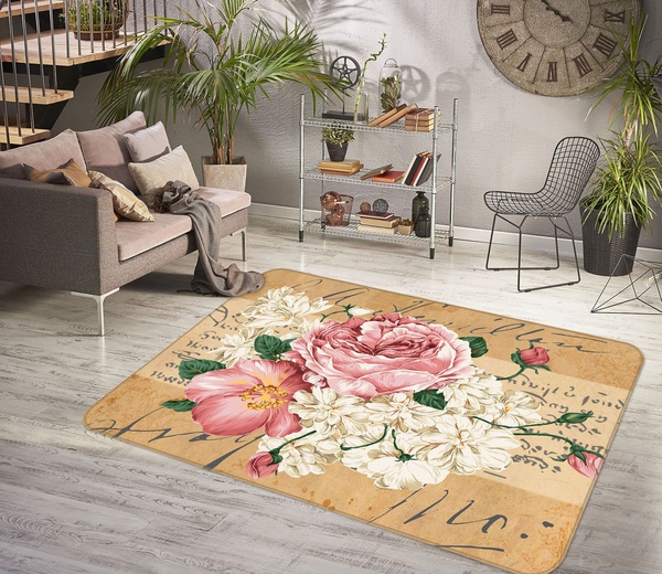 3D Bouquet Vintage Style Area Rug Home Decor