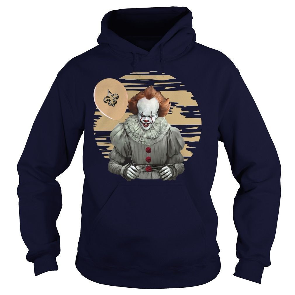 New Fashion New Orleans Saints Football Team Fans And Pennywise It The Clown Horror Movie Halloween Shirts