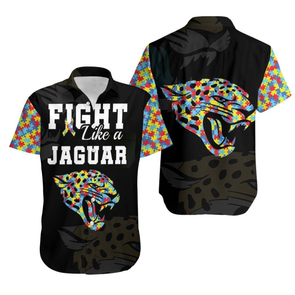 Beach Shirt Fight Like A Jacksonville Jaguars Autism Support Hawaiian Shirt