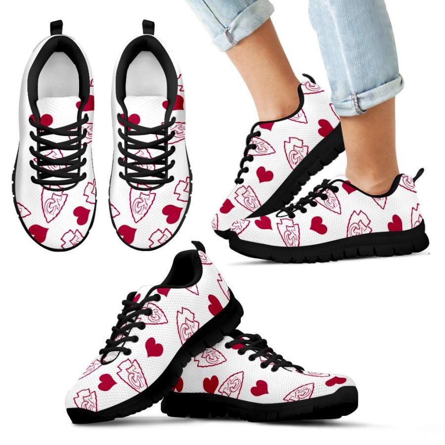 Sweeten Dreamy Love Pattern With Logo Kansas City Chiefs Sneakers