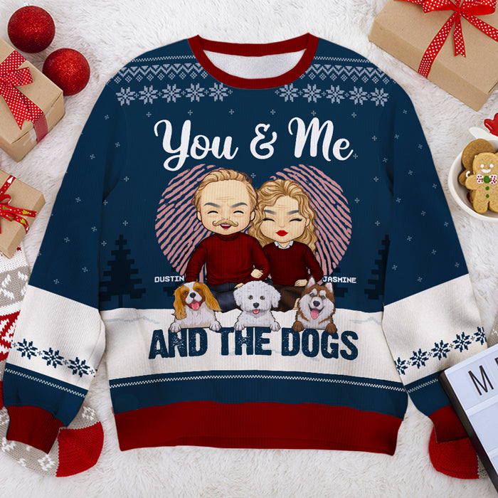 You & Me – Personalized Custom Unisex Ugly Christmas Sweatshirt, Wool Sweatshirt, All-Over-Print Sweatshirt – Gift For Couple, Husband Wife, Anniversary, Engagement, Wedding, Marriage Gift, Christmas Gift