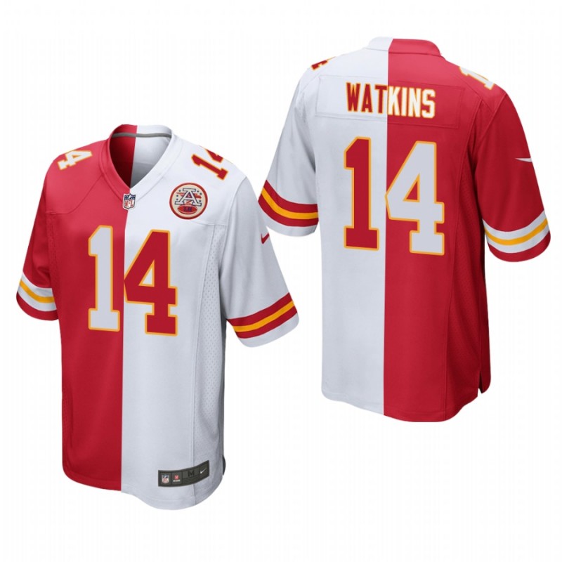 Men’S Sammy Watkins Kansas City Chiefs Red White Split Two Tone Game Jersey – All Stitched, Embroidery