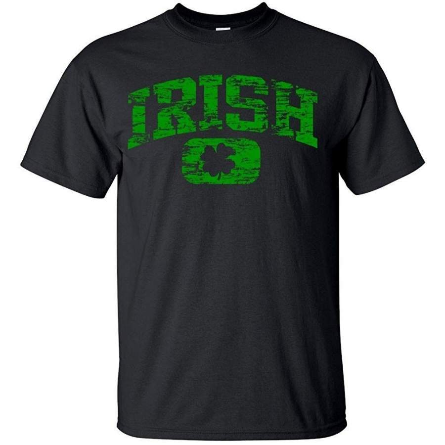 Adult Distressed Vintage Irish St. Patricks Day T Shirt Black