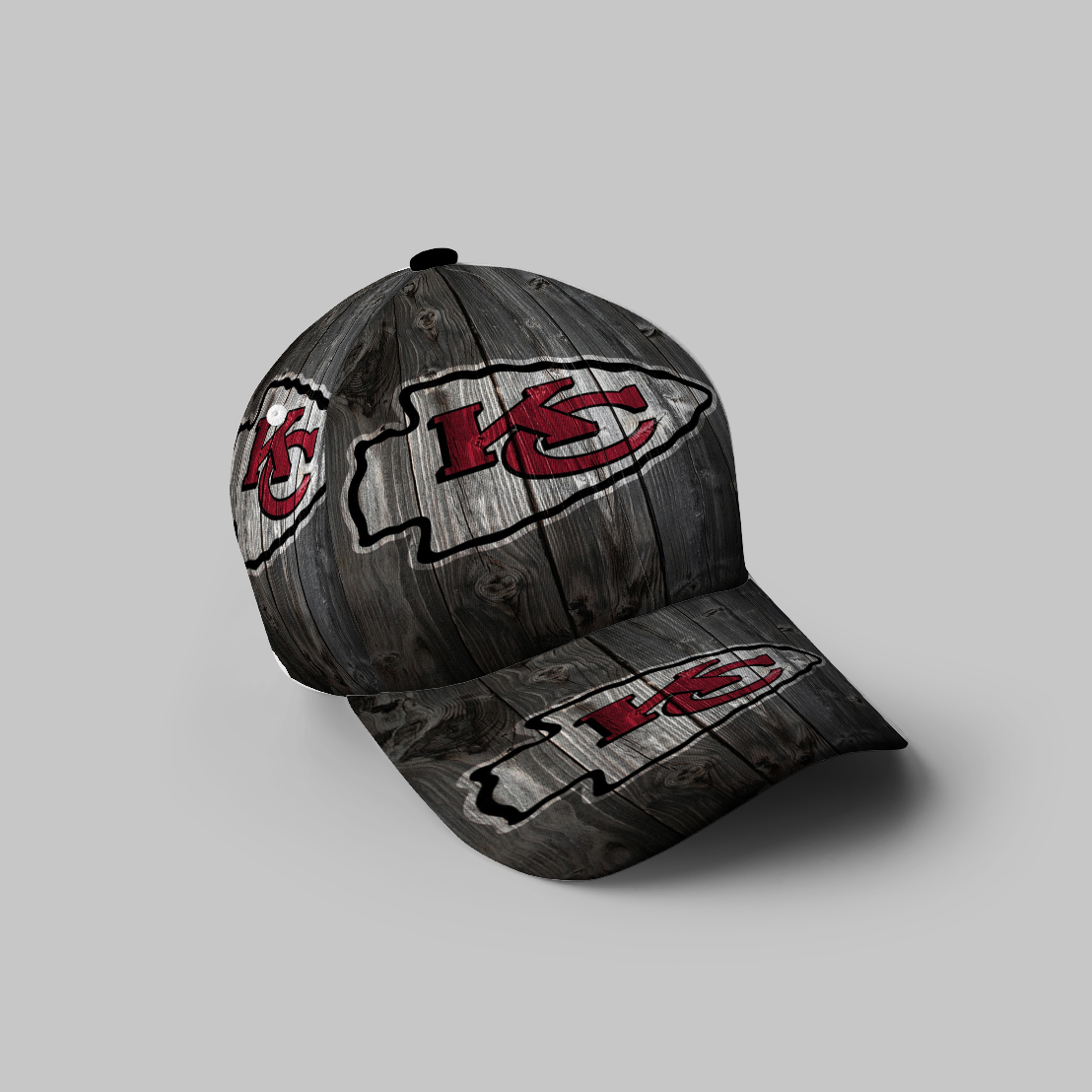 Kansas City Chiefs Wooden Texture 3D Printing Baseball Cap Classic Hat