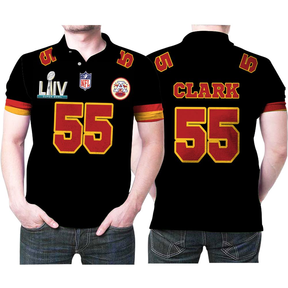 Kansas City Chiefs Frank Clark 55 Red Game Jersey Style Gift For Chiefs Fans Clark Lovers Polo Shirt All Over Print Shirt 3D T-Shirt