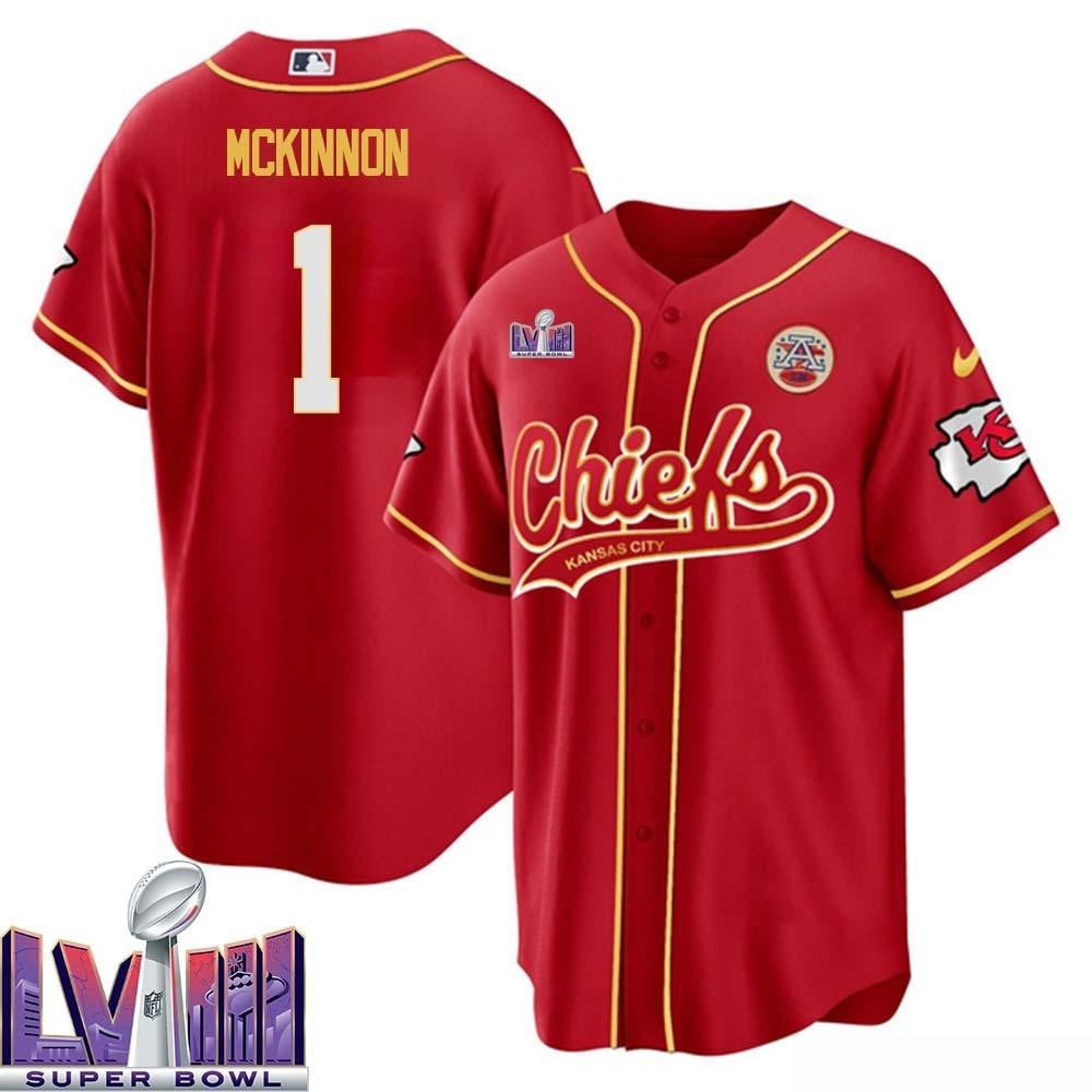 Jerick Mckinnon 1 Kansas City Chiefs Super Bowl Lviii Baseball Men Jersey – Red