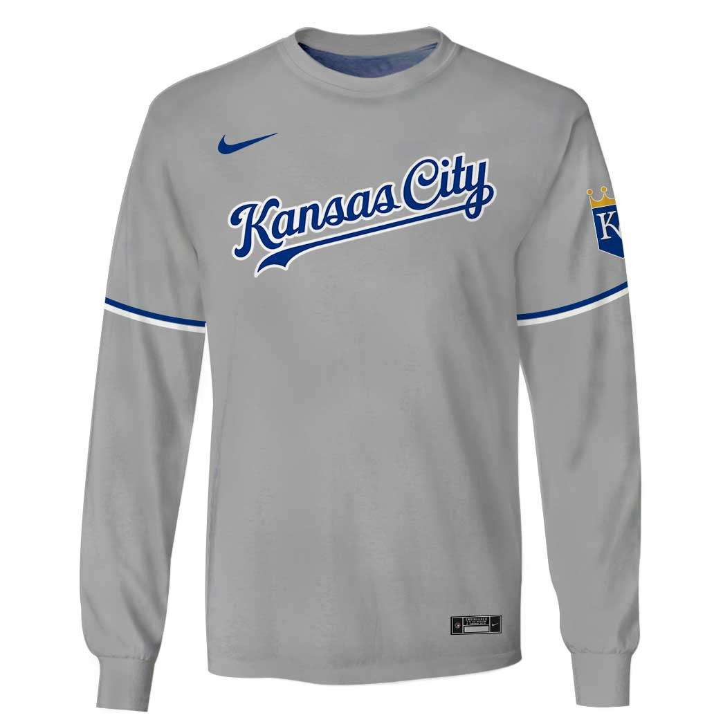 Kansas City Royals Custom Name Number Light Gray Gift For Fan 3D Full Printing Sweatshirt