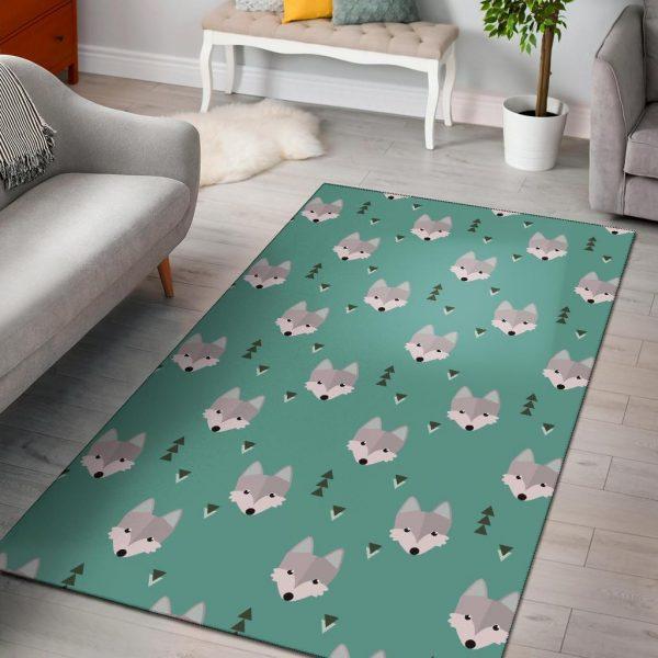 Wolf Pattern Print Home Decor Rectangle Area Rug 1