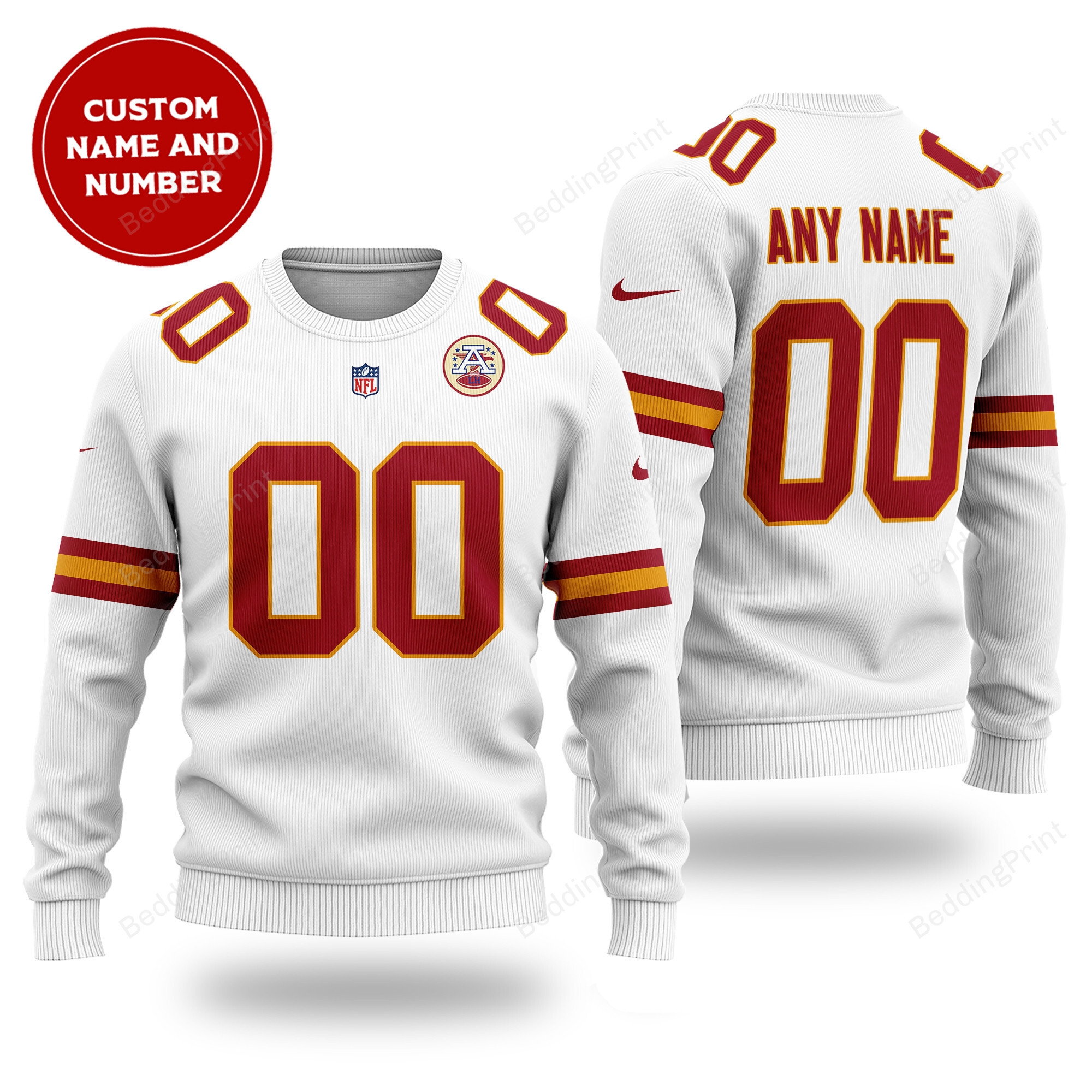 Personalized Kansas City Chiefs White Custom All Over Print Gift For Fan Ugly Wool Sweater Christmas