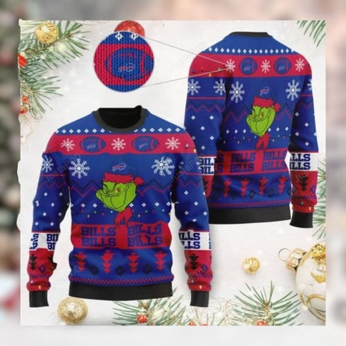 Buffalo Bills American Nfl Football Team Logo Cute Grinch Ugly Christmas Sweater, All Over Print Sweatshirt