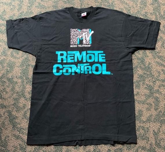 Vintage 80S Mtv Remote Control On Tour 1989 Black Printed Shirtarge Shirt