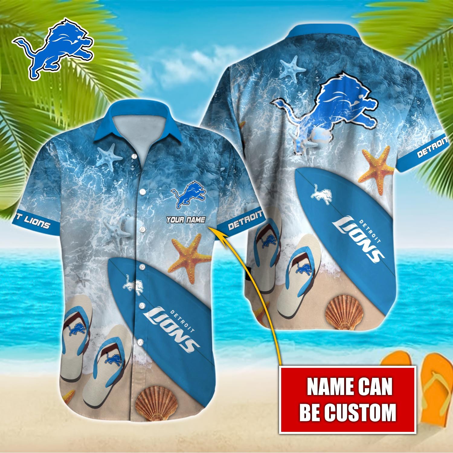 Detroit Lions Custom Name Hawaiian Shirt T-39910