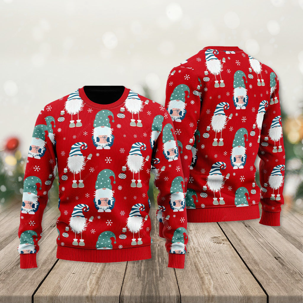 Gnome Ugly Christmas Sweater, Gnome And Snowflakes Ugly Xmas Sweater 3D