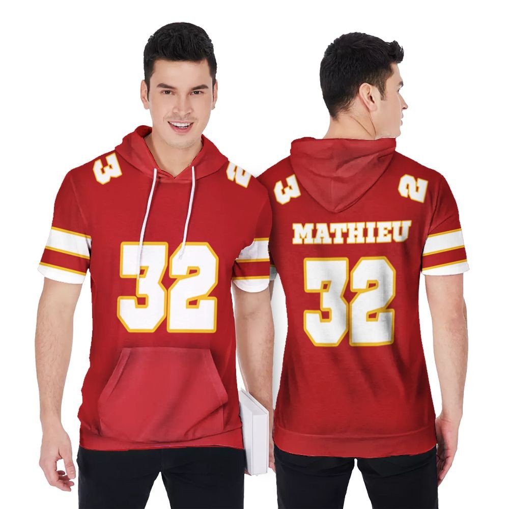 Kansas City Chiefs Tyrann Mathieu 32 Great Player Red Game Jersey Style Gift For Chiefs Fans Mathieu Lovers Short Sleeve Hoodie