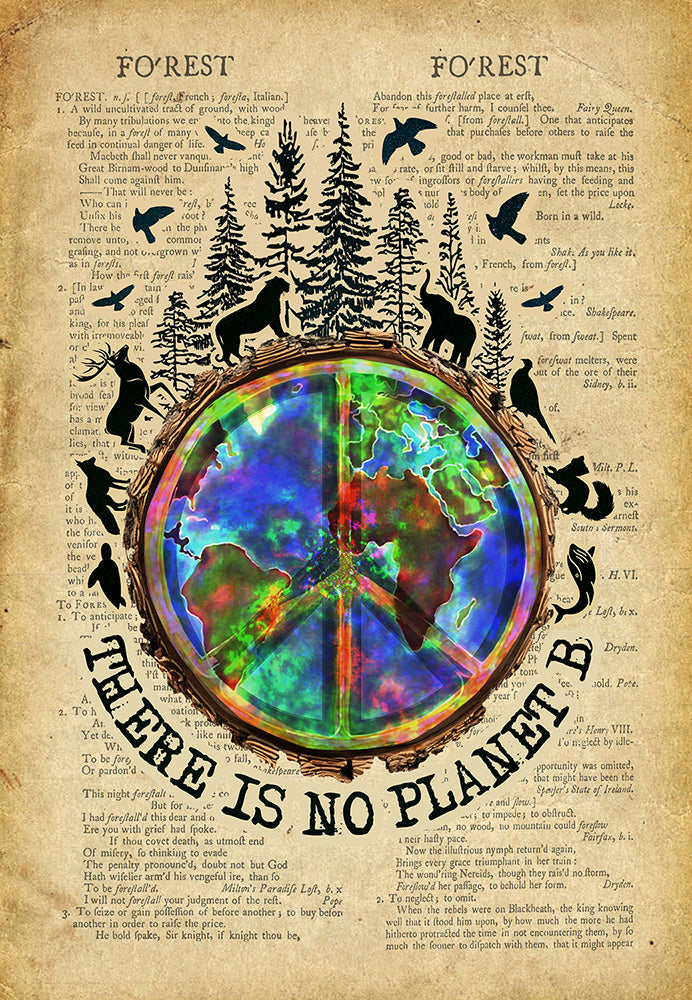 Skitongifts Poster No Frame, Wall Art, Home Decor Camping There Isplanet B World Hippie Forest Animals-Hh0308