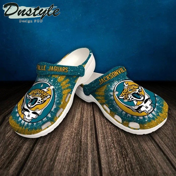 Jacksonville Jaguars Skull Pattern Crocs Classic Clogs Shoes In Yellow & Blue