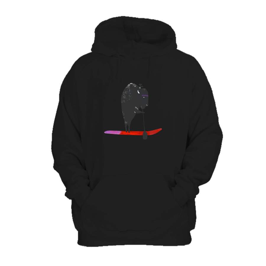 Buffalo Paddle Board Animal Beach West Coast Camping Graphic Surfer Hoodie