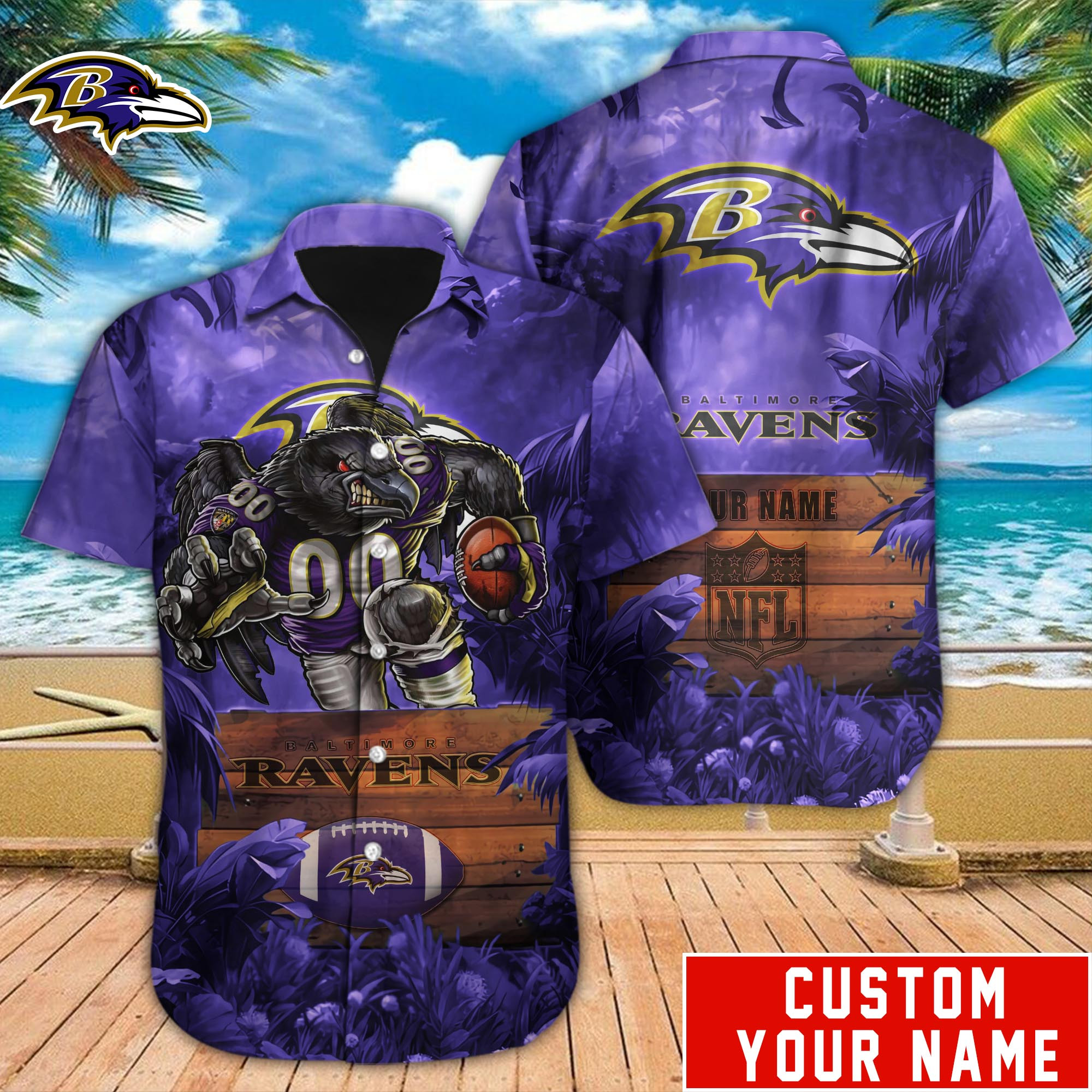 Baltimore Ravens Nfl-Hawaiian Shirt Custom M-40834