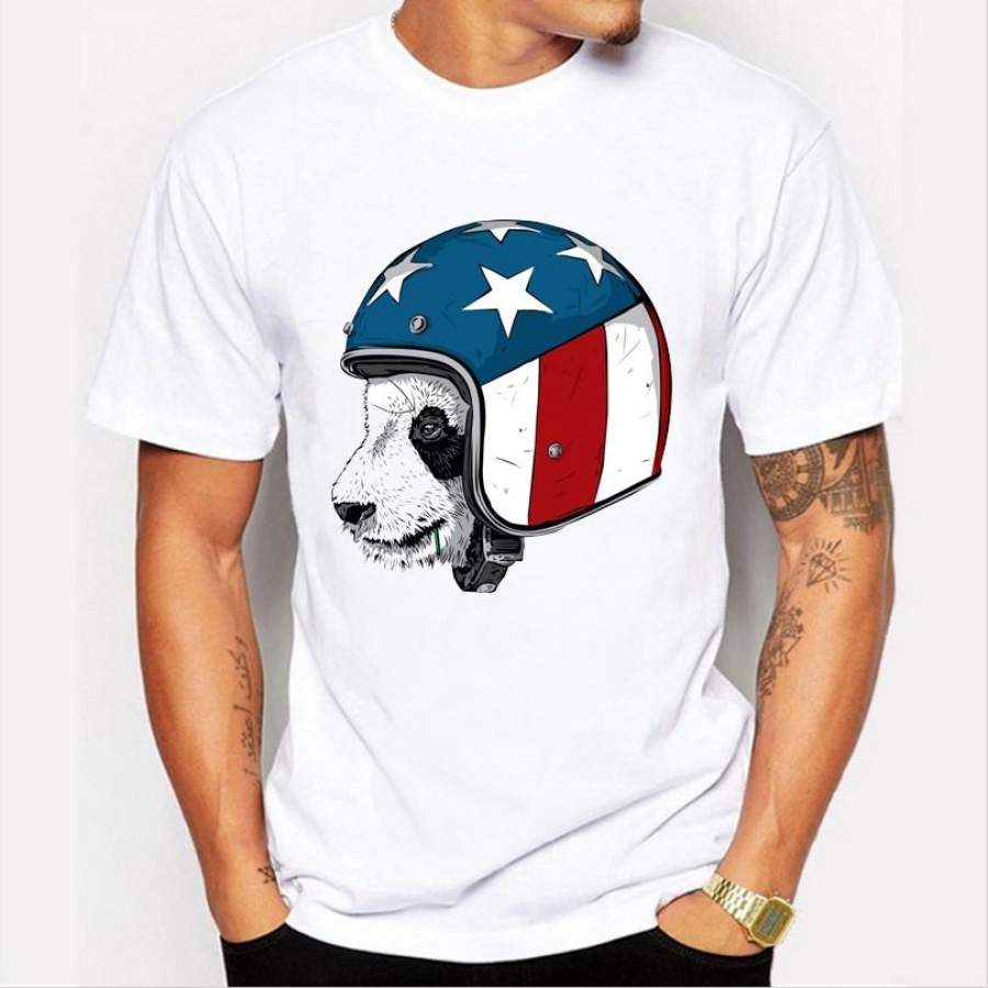 Summer fashion new men ’s T – shirt personalized cartoon animal pattern printing casual short – sleeved white T – shirt