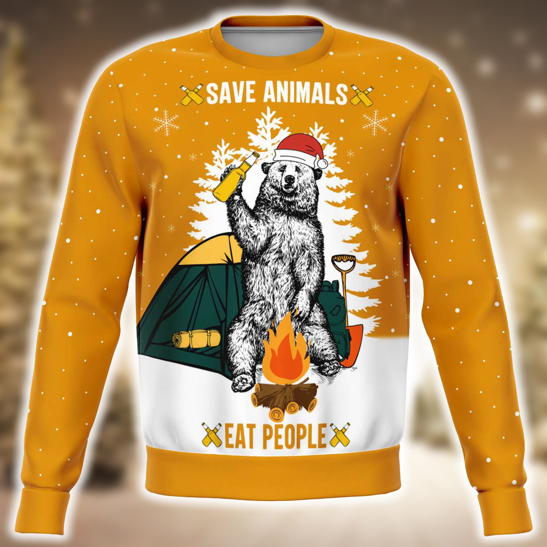 Save Animals Bear Camping Orange Sweatshirt