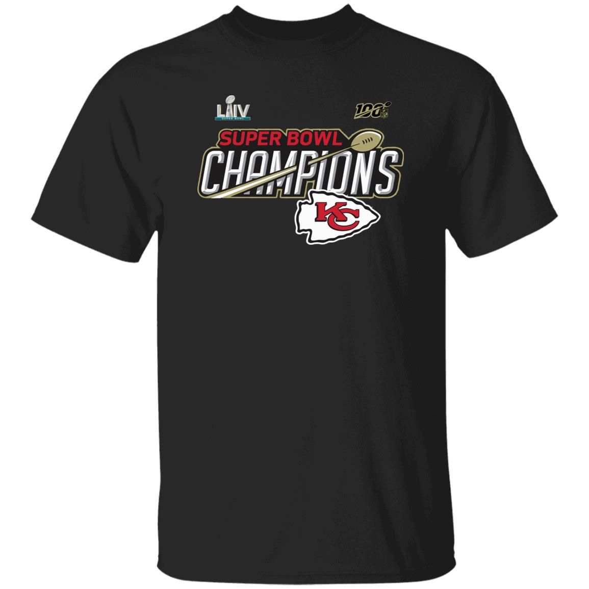 Kansas City Chiefs Super Bowl Liv Champions Trophy T Shirt Gray Black