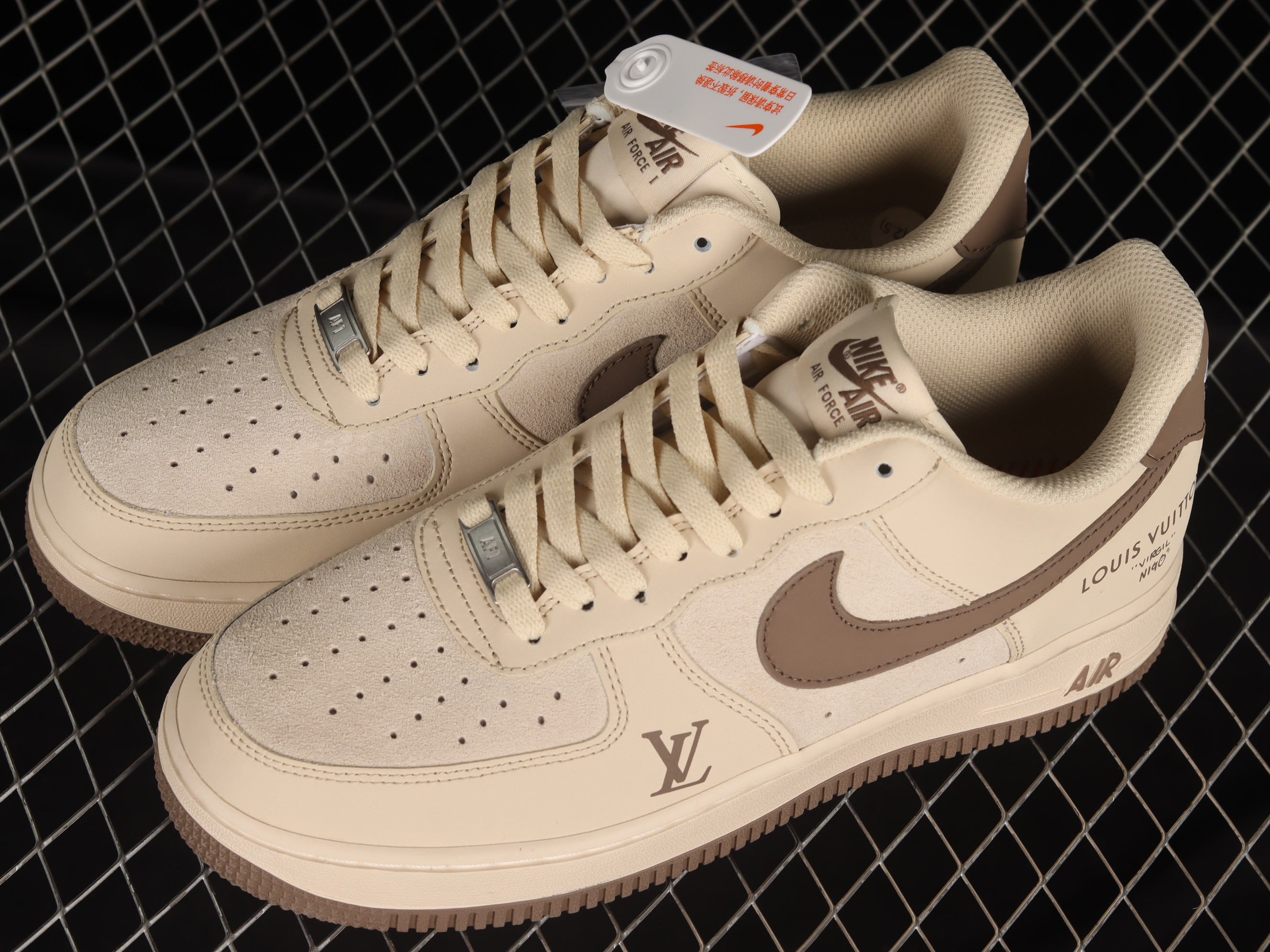 LV x Nike Air Force 1 07 Low Khaki Wheat Shoes Sneakers SNK787221634