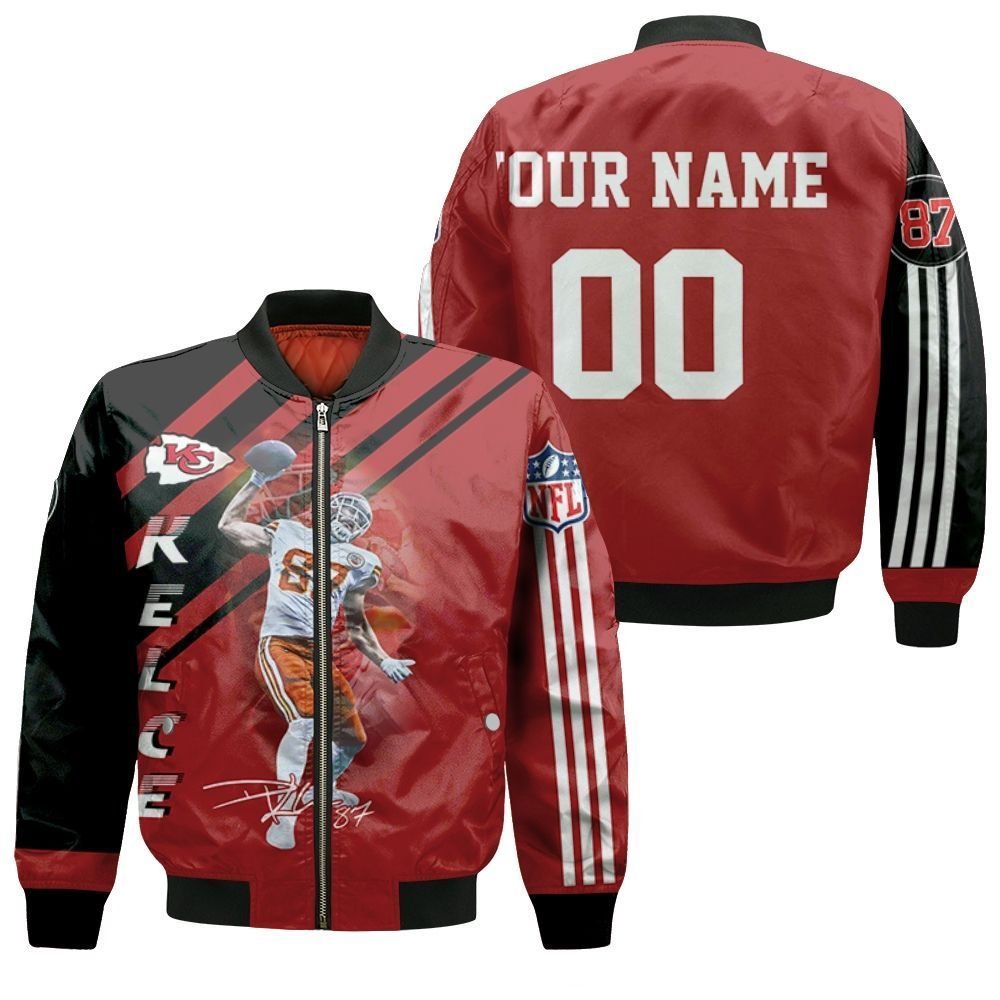 Personalized Travis Kelce Kansas City Chiefs 3D 1 Bomber Jacket