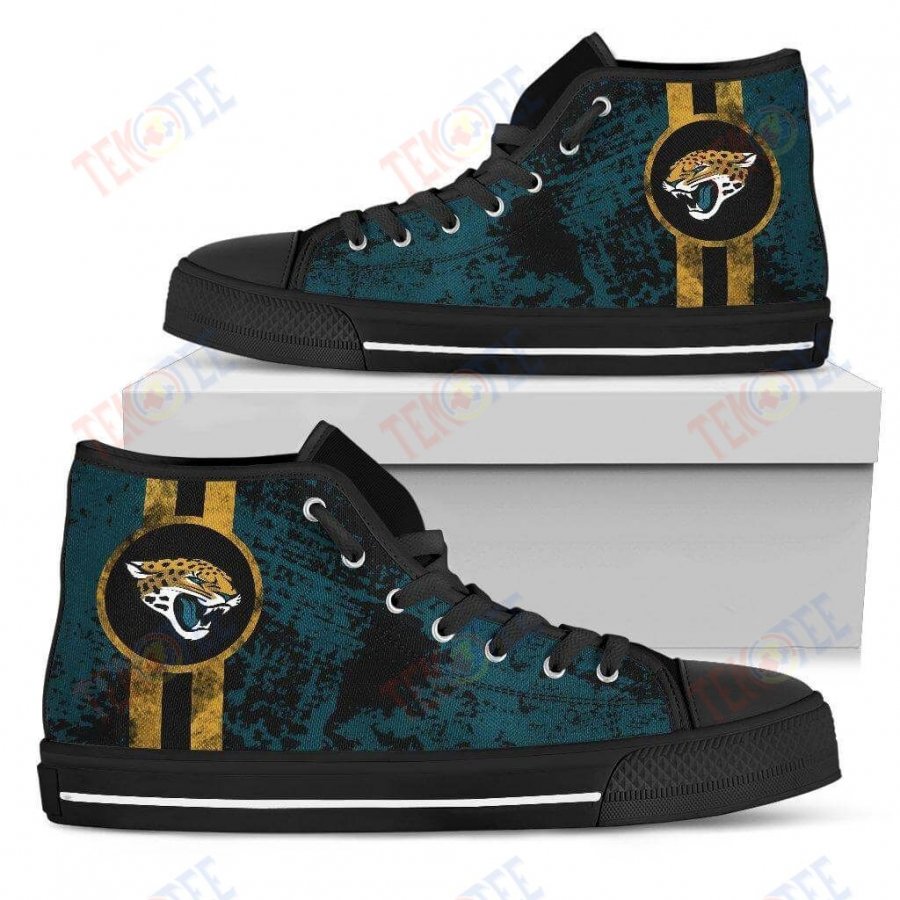 Mens Womens Jacksonville Jaguars High Top Shoes V1 Triple Stripe Bar Dynamictop Quality TMT109