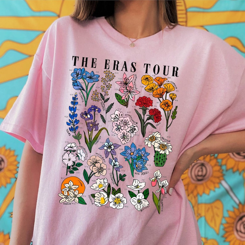 Retro Taylor Swift The Eras Tour State Flowers Shirt, The Eras Tour Shirt, Swiftie Shirt, Taylor Concerts Shirt