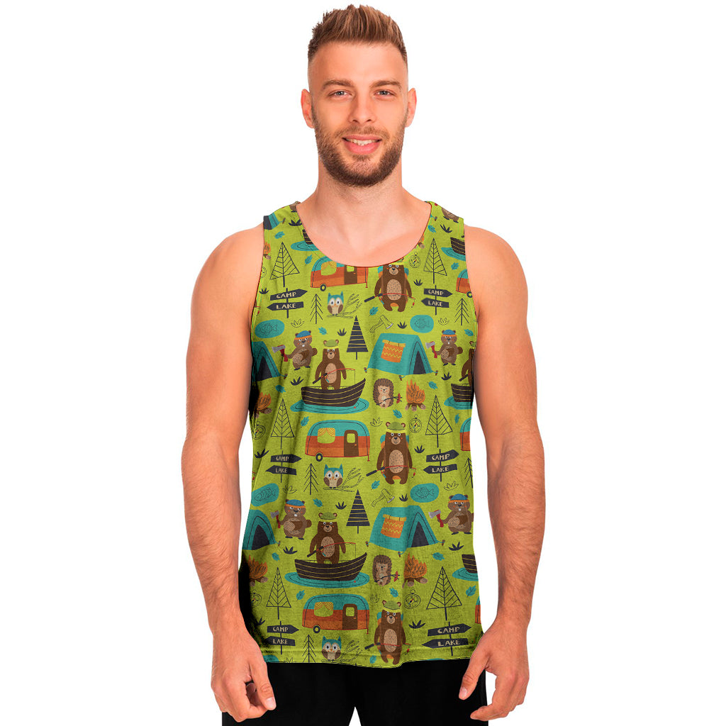 Animal Camping Pattern Print Men’S Tank Top