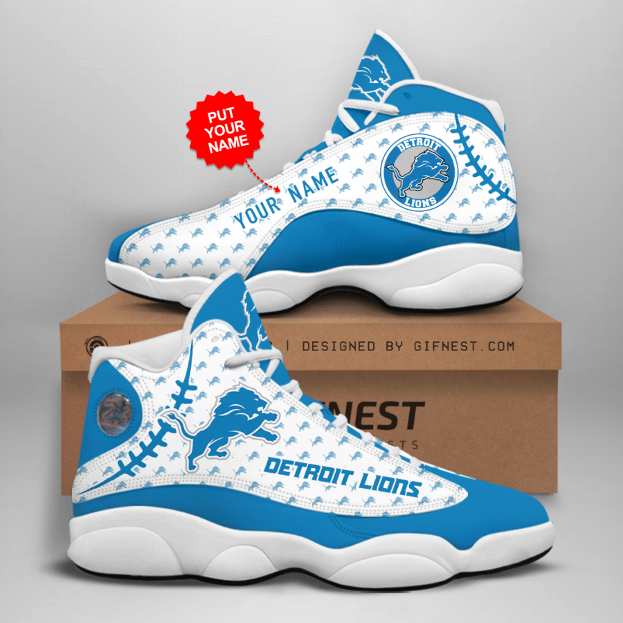 Detroit Lions 02 Jordan 13 Personalized Shoes Detroit Lions 02 Customized Name Sneaker - Onlyshirt Fashion