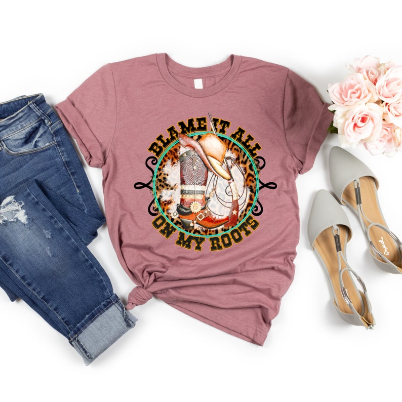 Blame It All On My Roots Tee, Southern Country Music T-Shirt, Concert T-Shirt,Southern Rodeo Cowgirl Western Tee Shirt