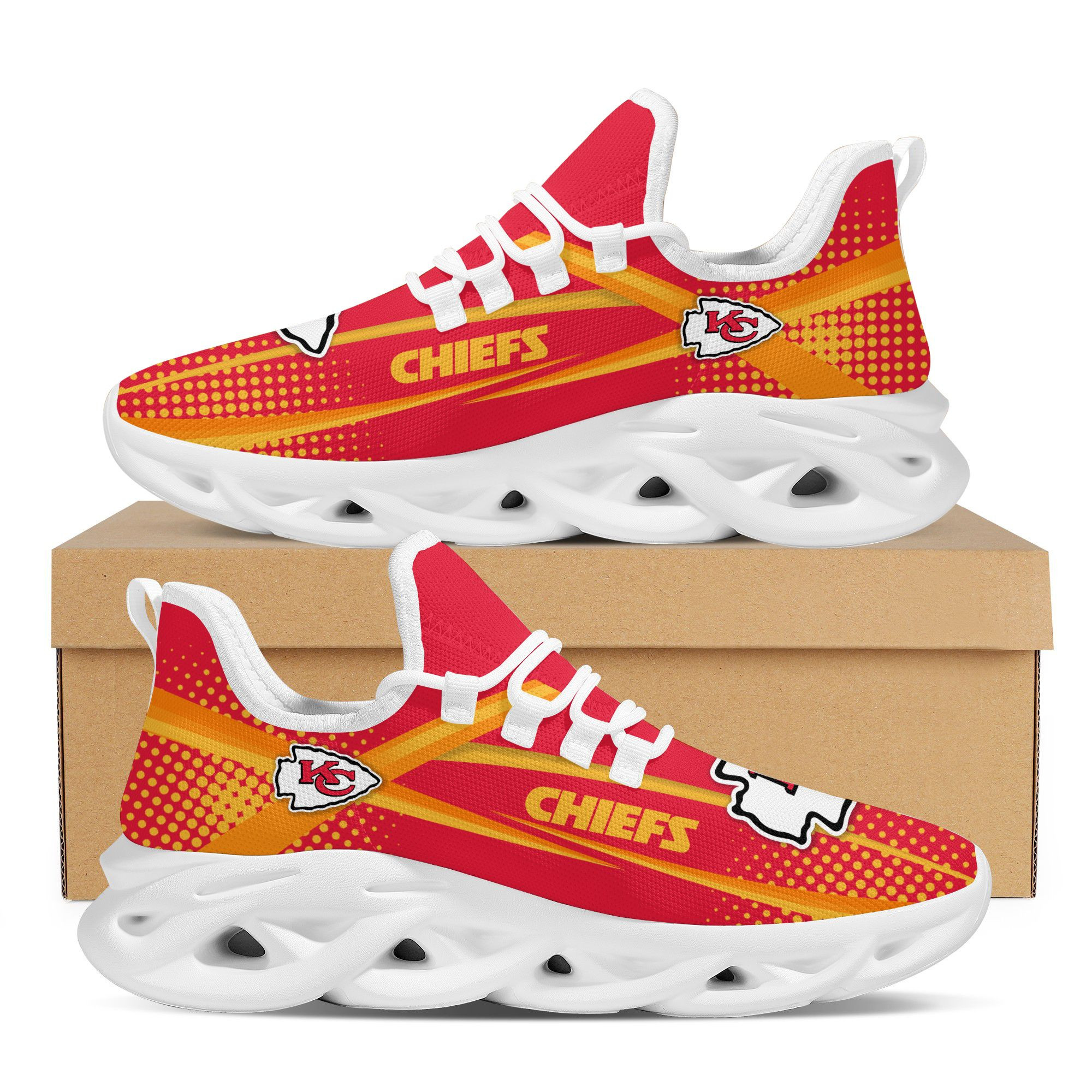 Kansas City Chiefsfootball Team Symbol Geometric Sporty Max Soul Sneakers Shoes Footwear For Men And Women