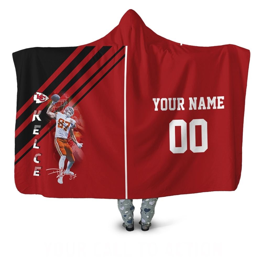 Travis Kelce Kansas City Chiefs Touchdown 3D Personalized Gift For Fan 3D Full Printing Hooded Blanket