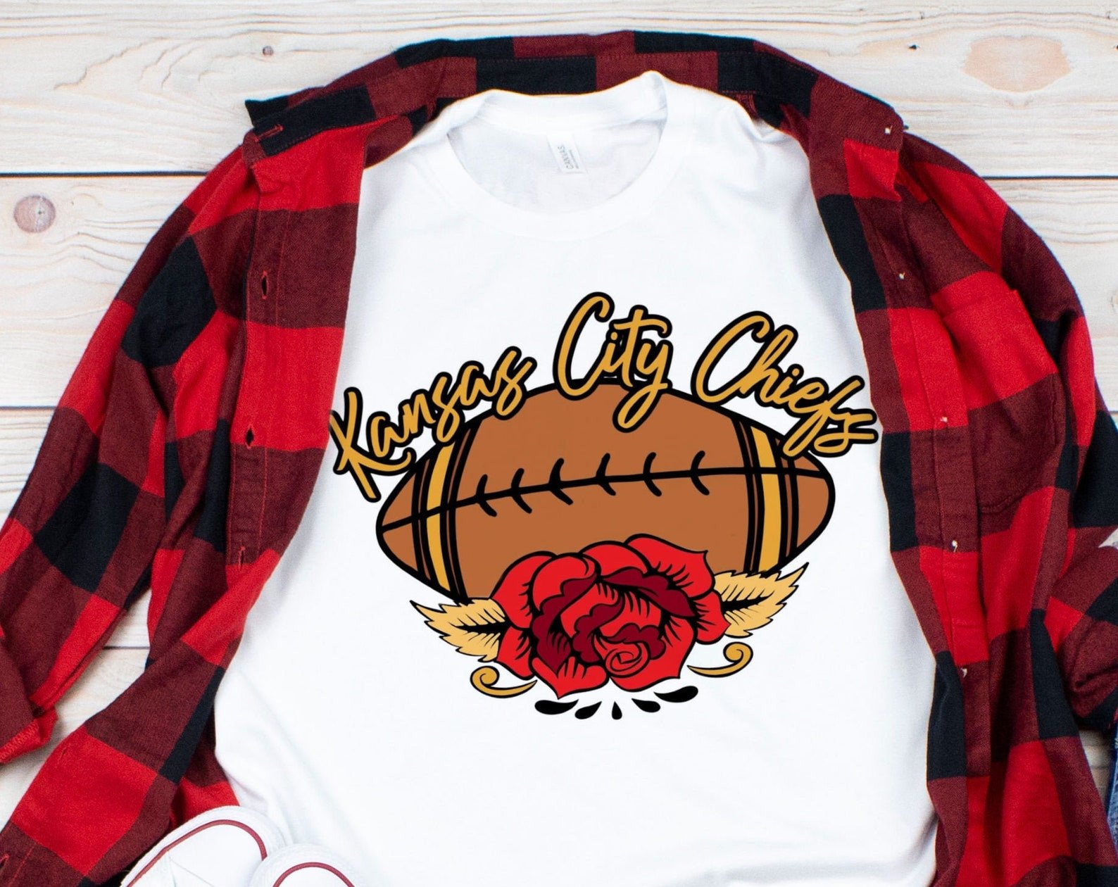 Popular Super Soft Kansas City Chiefs Rose Football Superbowl T Shirt