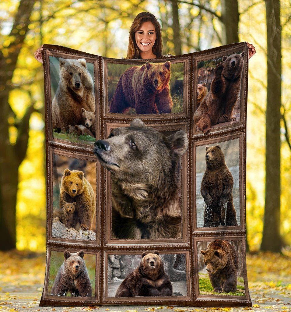 3D Brown Bear Wild Animals Fleece Blanket