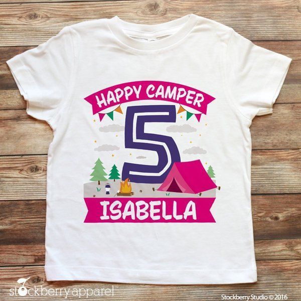 Girl Camp Birthday Shirt Girl Camping Shirt Camp Birthday Party Girl Camping Party Shirt