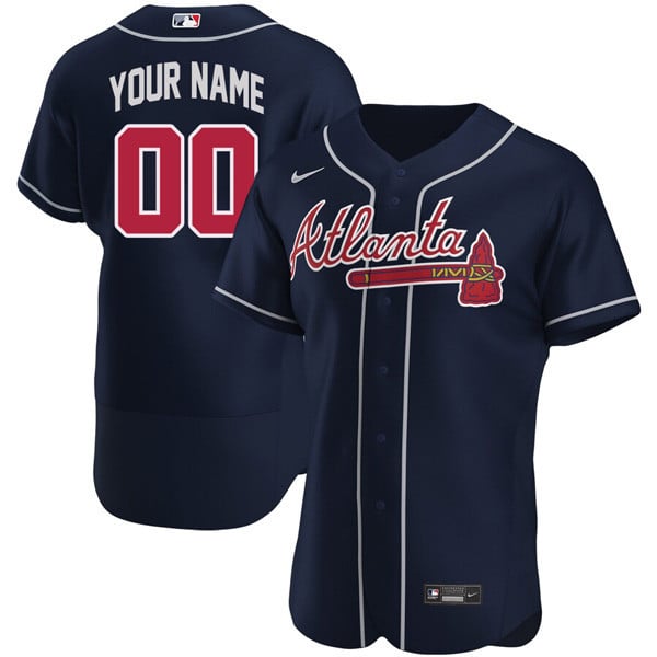 Atlanta Braves Custom Navy Jersey – All Stitched